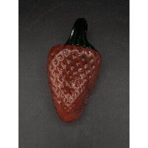 Art Glass Realistic Red Strawberry 4” Faux Fruit Decor